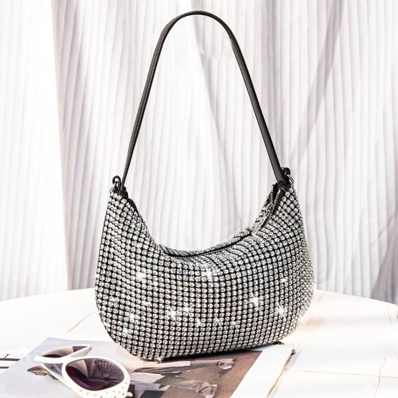 Montana West Handbags - MONTANA WEST Sparkly Rhinestone Clutch Shoulder Hobo Bag NWT